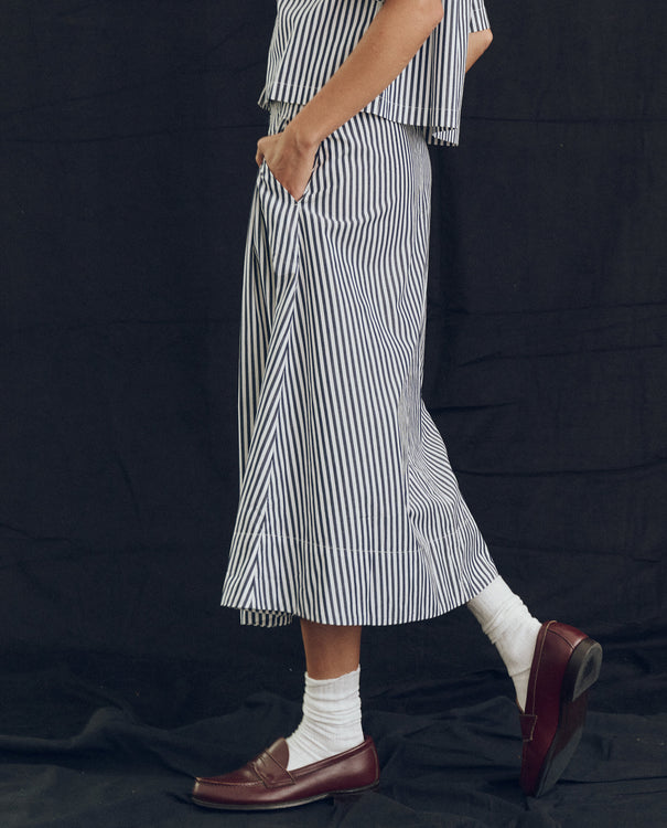 The Field Skirt - Navy Stdio Stripe