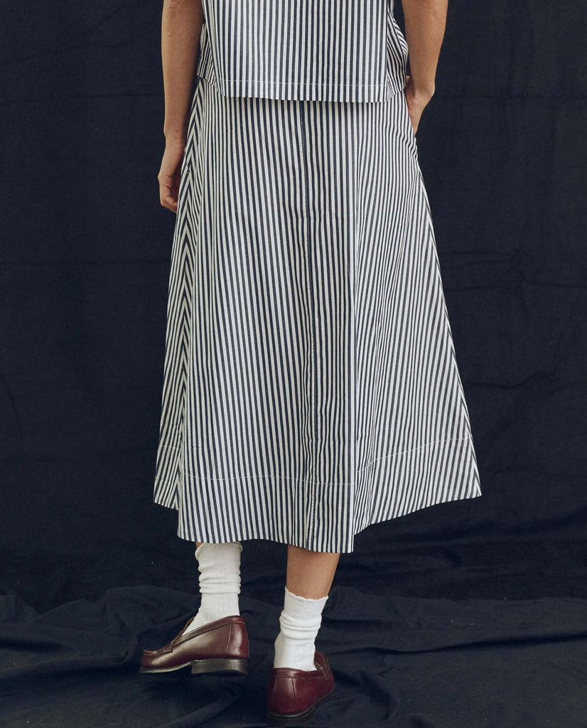 The Field Skirt - Navy Stdio Stripe