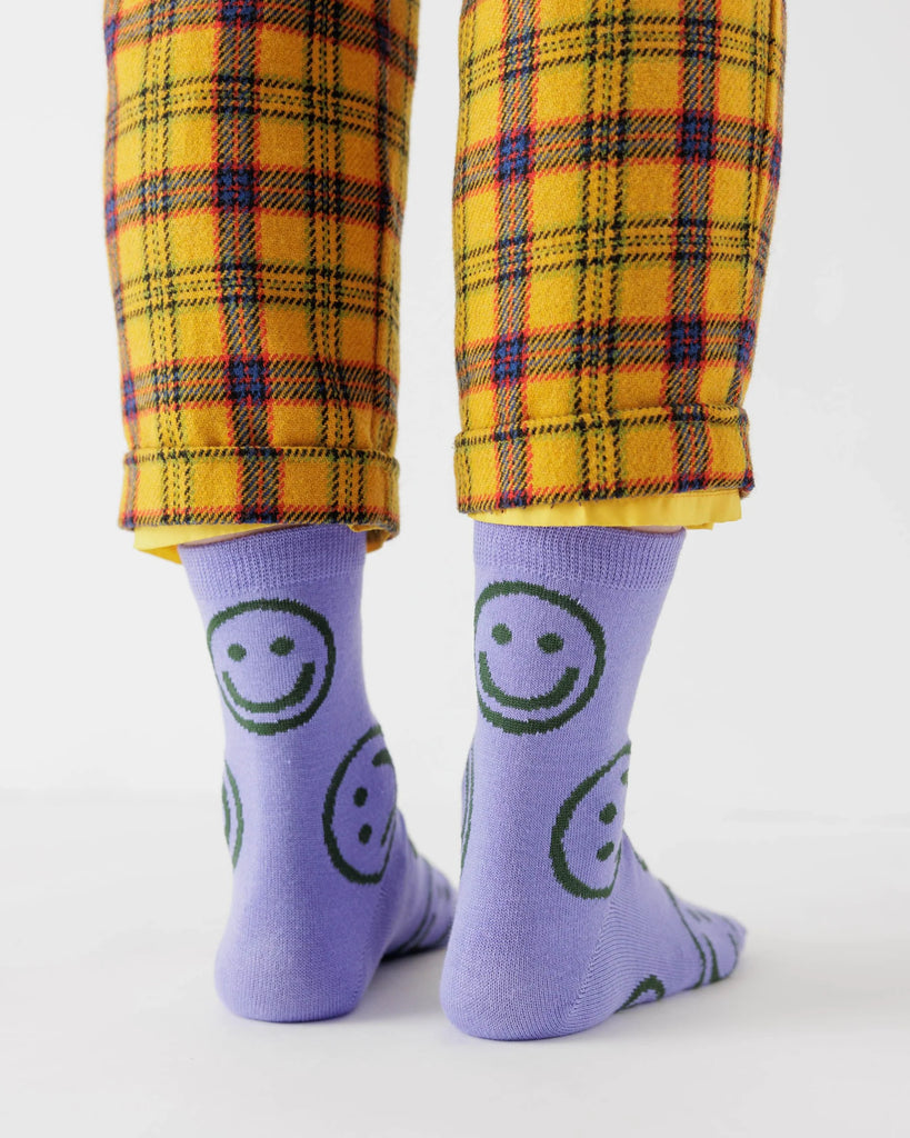 Lavender Happy Crew Sock