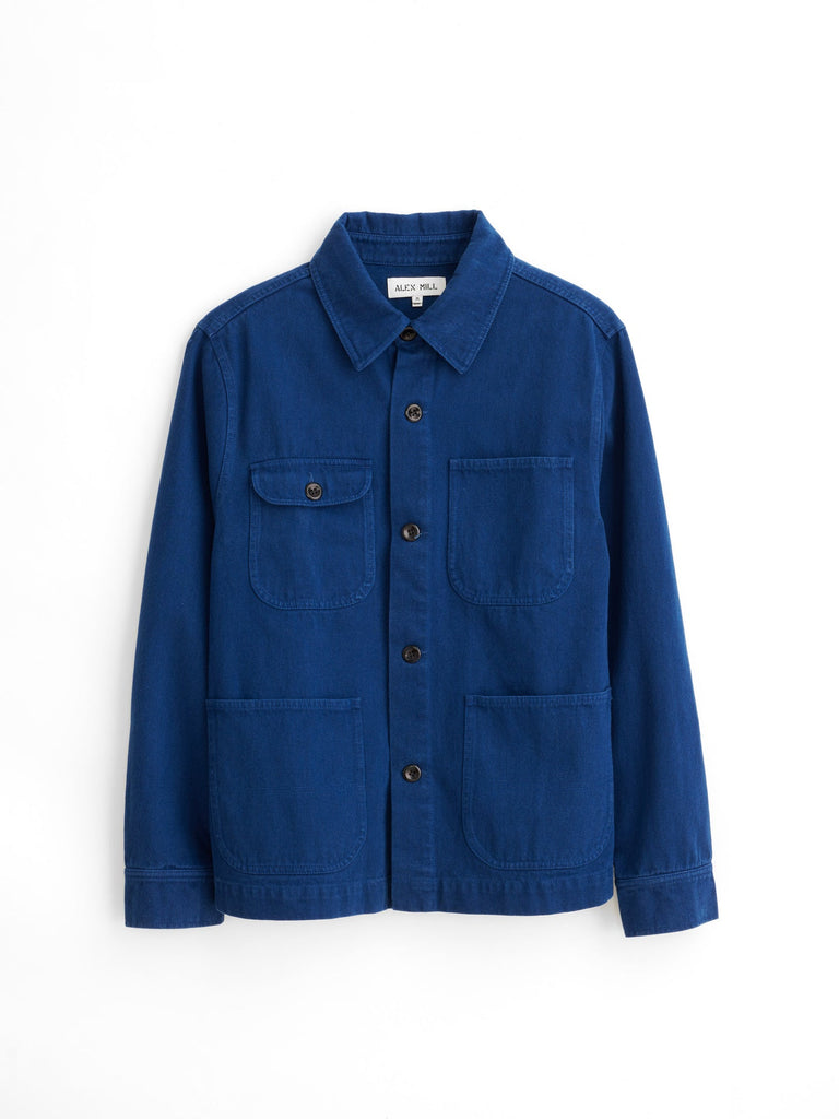 Garment Dyed Work Jacket in Recycled Denim - French Navy
