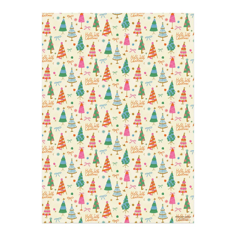Holly Jolly Trees Holiday Wrapping Paper