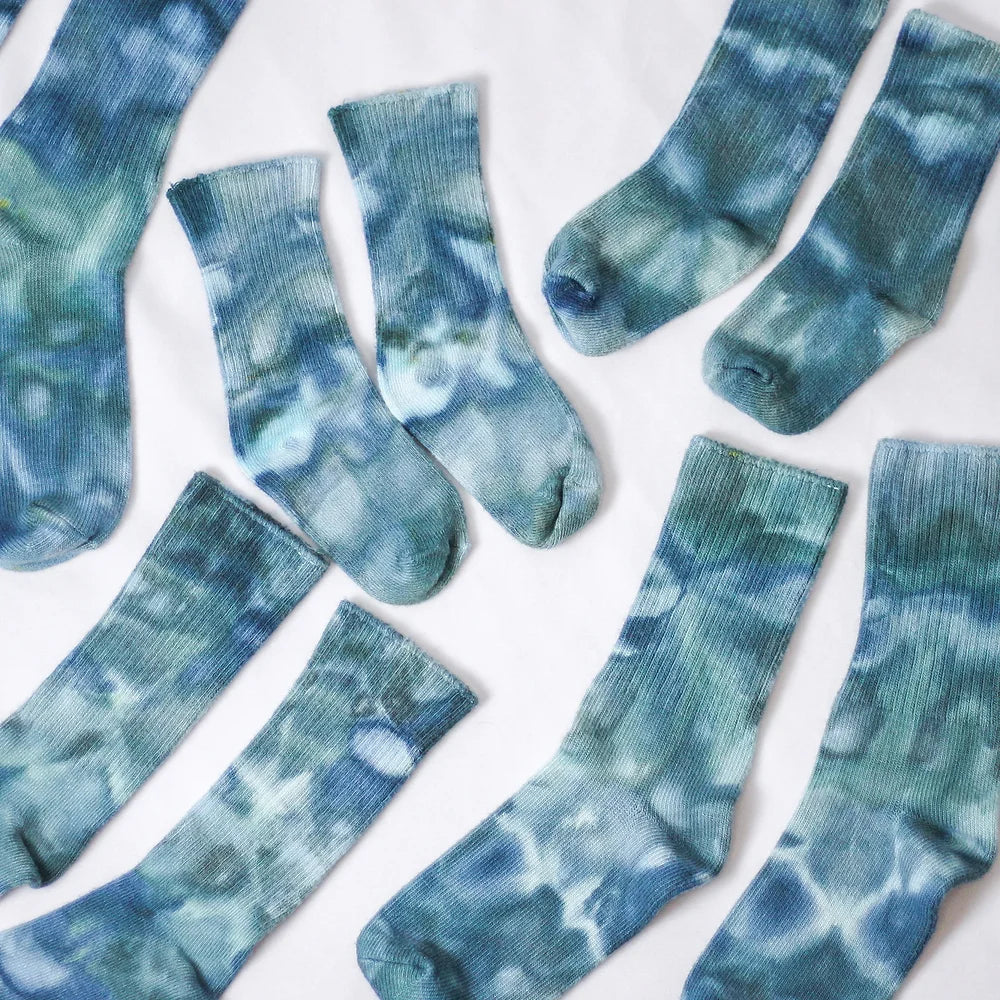 Ice-Dyed Bamboo Kid Socks - Blue Lagoon