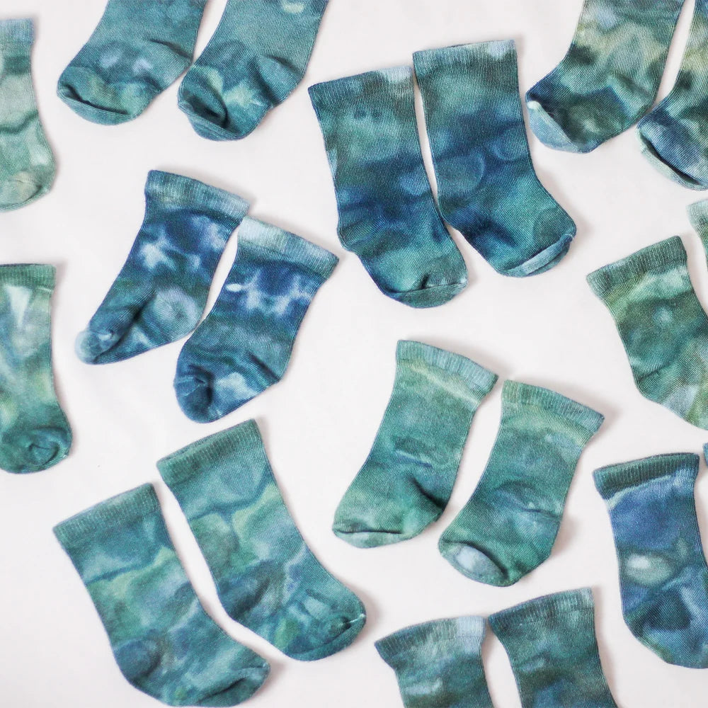 Ice-Dyed Bamboo Baby Socks - Blue Lagoon