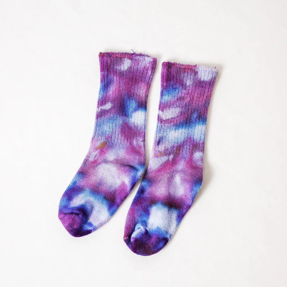 Ice-Dyed Bamboo Kid Socks - Ultraviolet