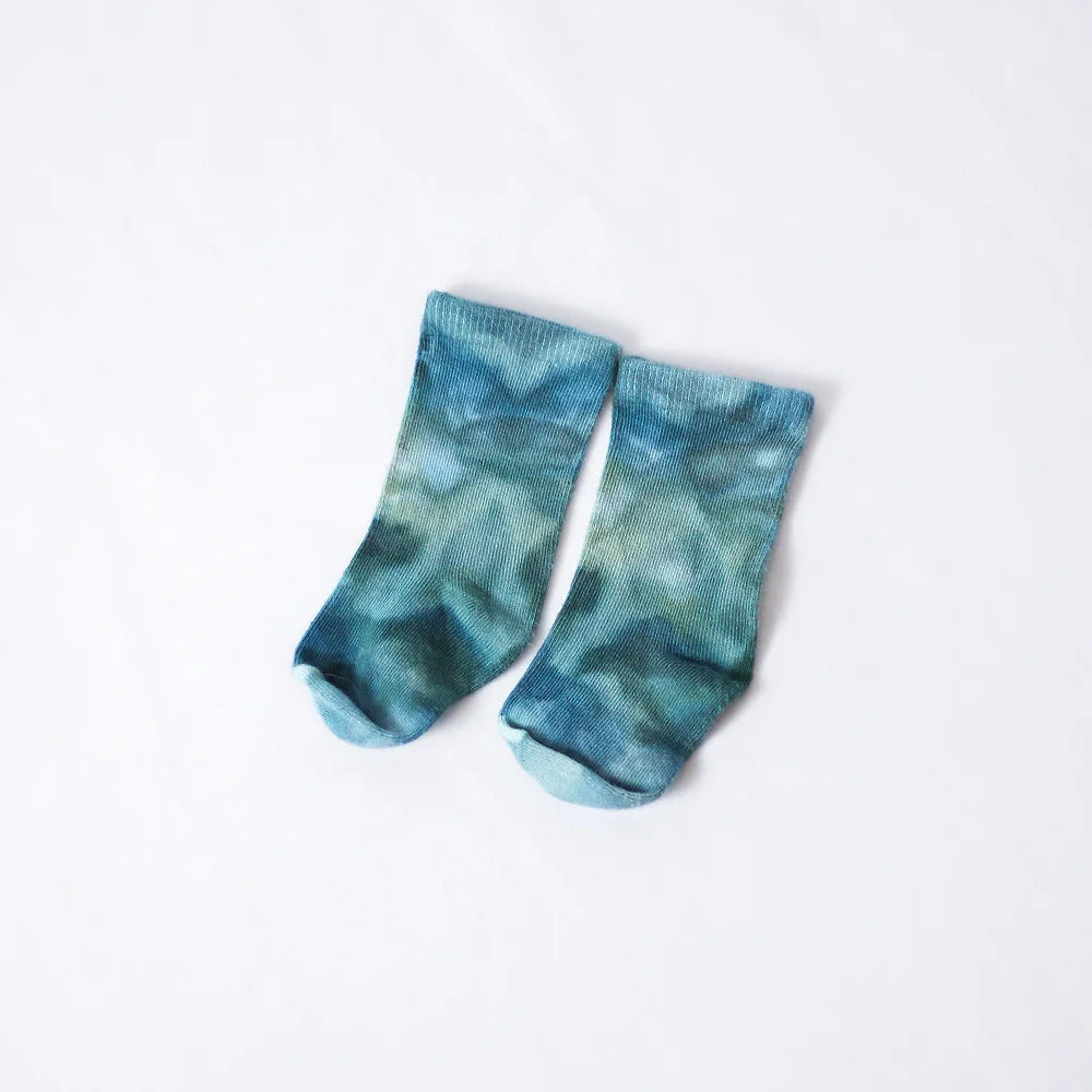 Ice-Dyed Bamboo Baby Socks - Blue Lagoon