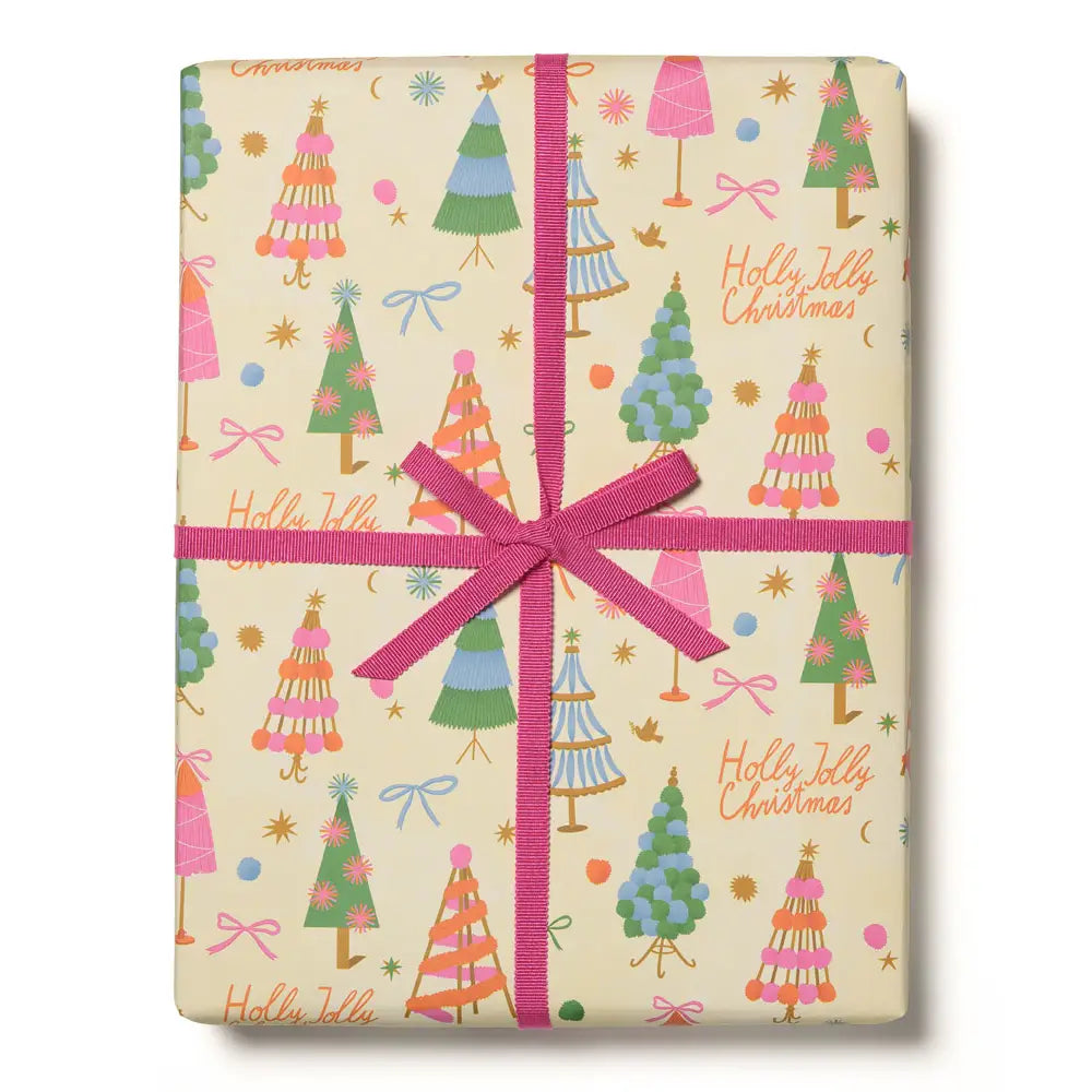 Holly Jolly Trees Holiday Wrapping Paper