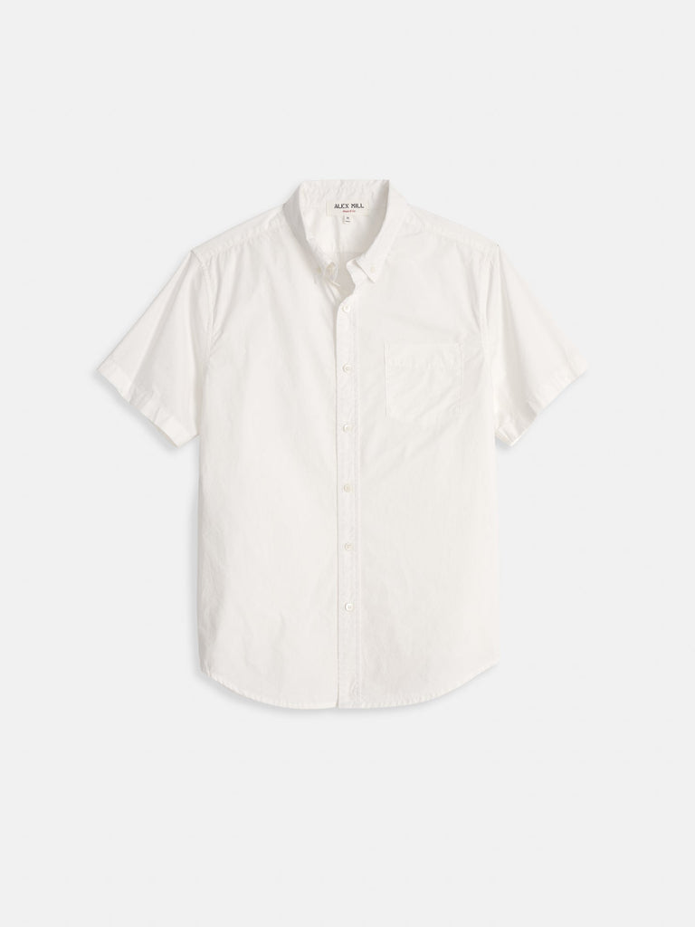 The Short Sleeve Mill Shirt in Paper Poplin - White