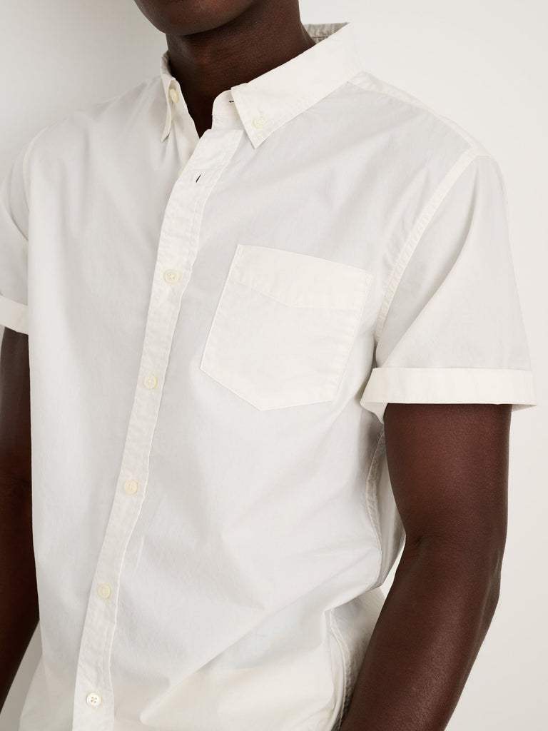 The Short Sleeve Mill Shirt in Paper Poplin - White