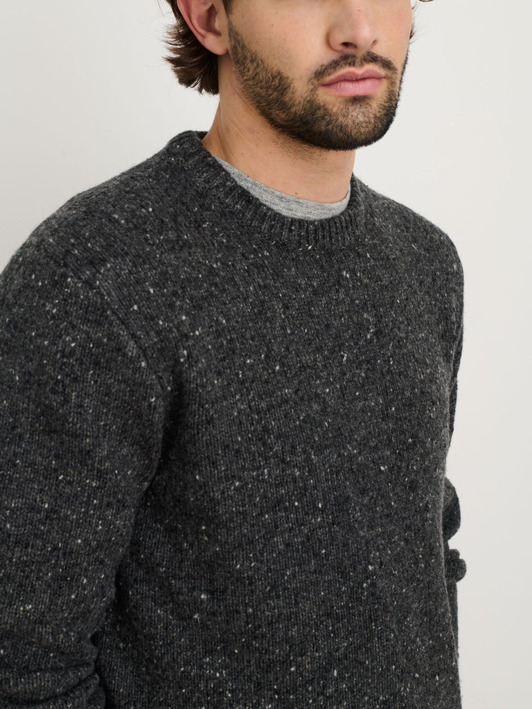 Downing Crewneck in Donegal Wool- Charcoal
