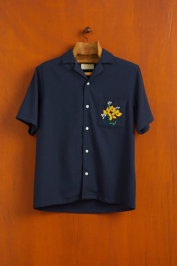 Pique Navy Flower Shirt