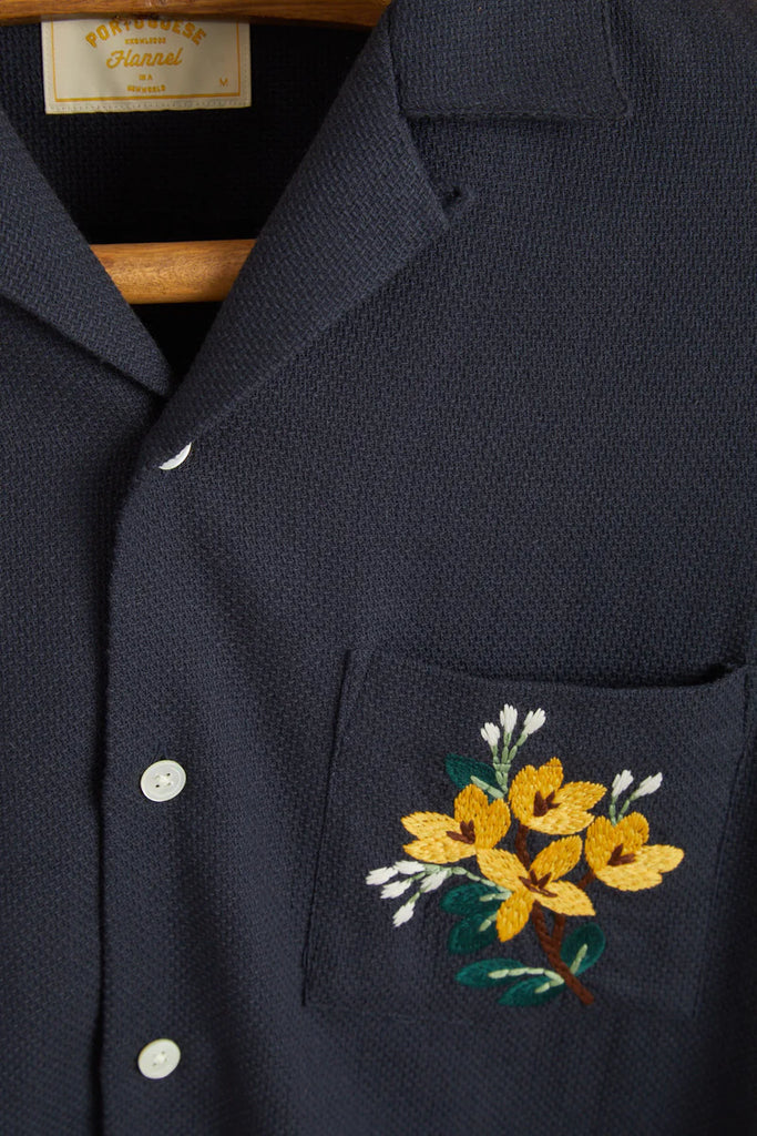 Pique Navy Flower Shirt