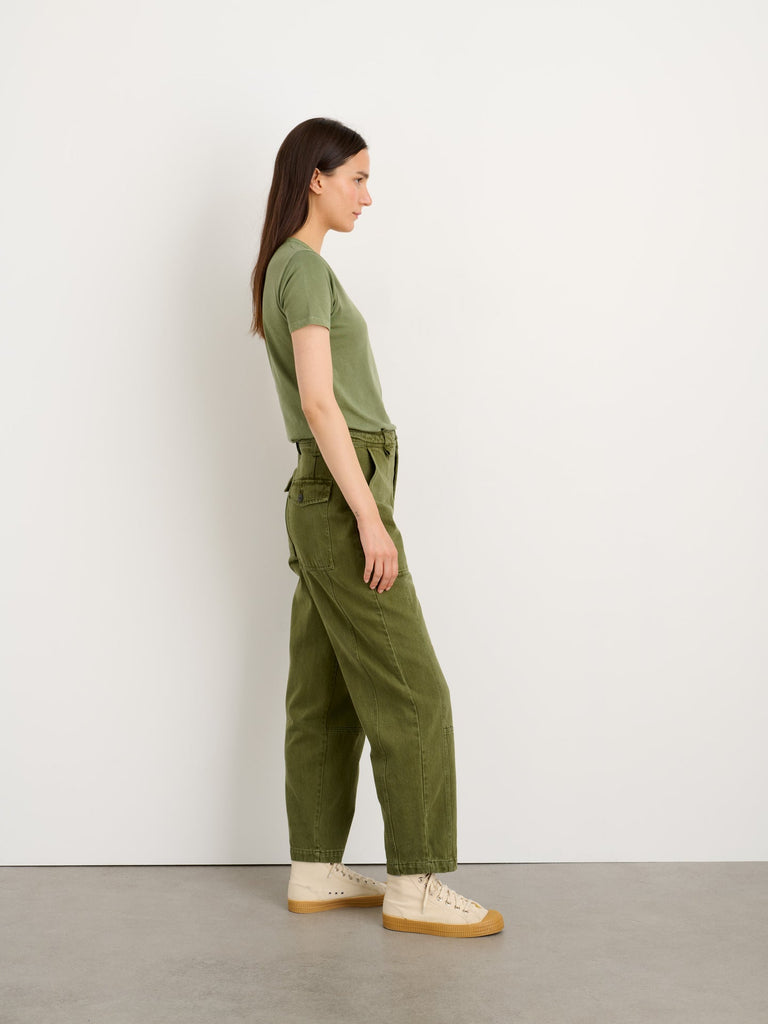 Phoebe Pant in Upcycled Denim - Army Olive