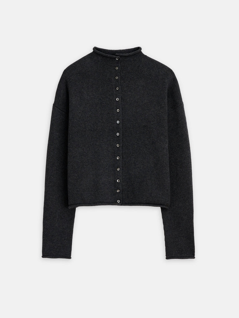 Taylor Cardigan in Cotton Cashmere Blend - Charcoal