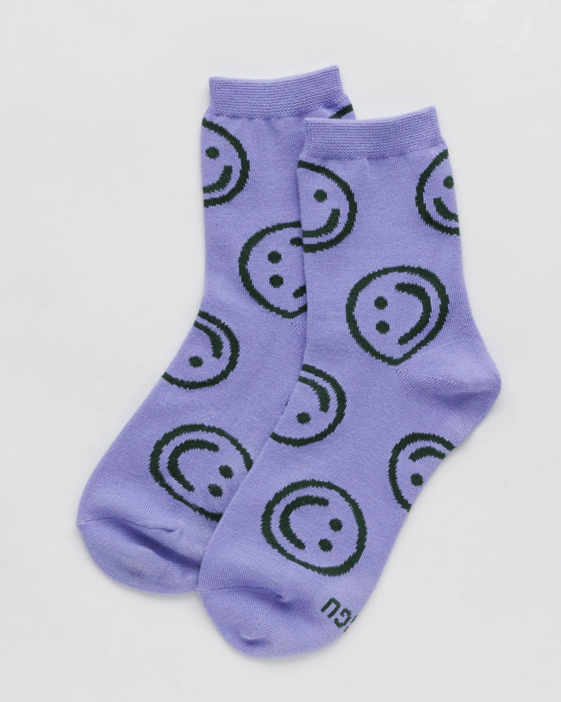 Lavender Happy Crew Sock