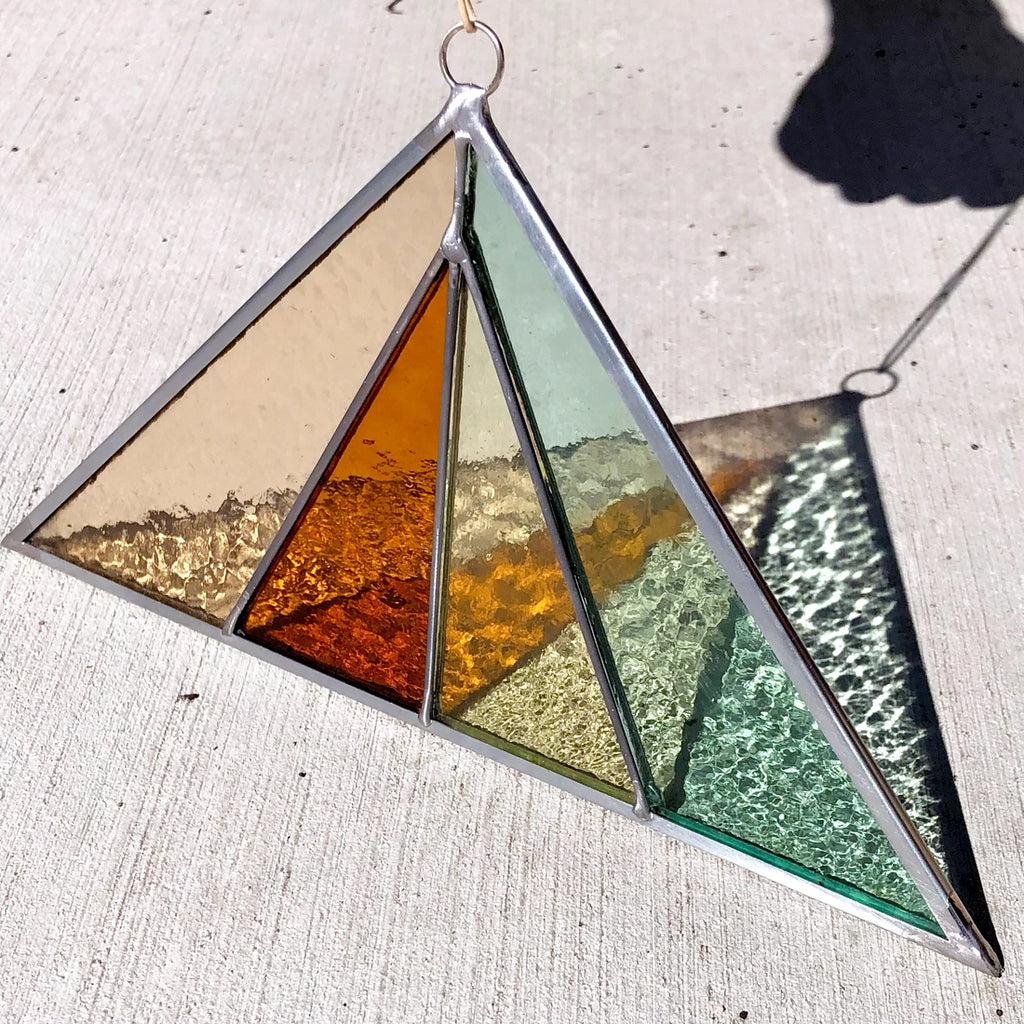Triangle Stained Glass Suncatcher - Seagrass