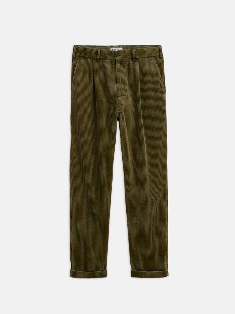 Standard Pleated Pant in Rugged Corduroy - Dark Olive