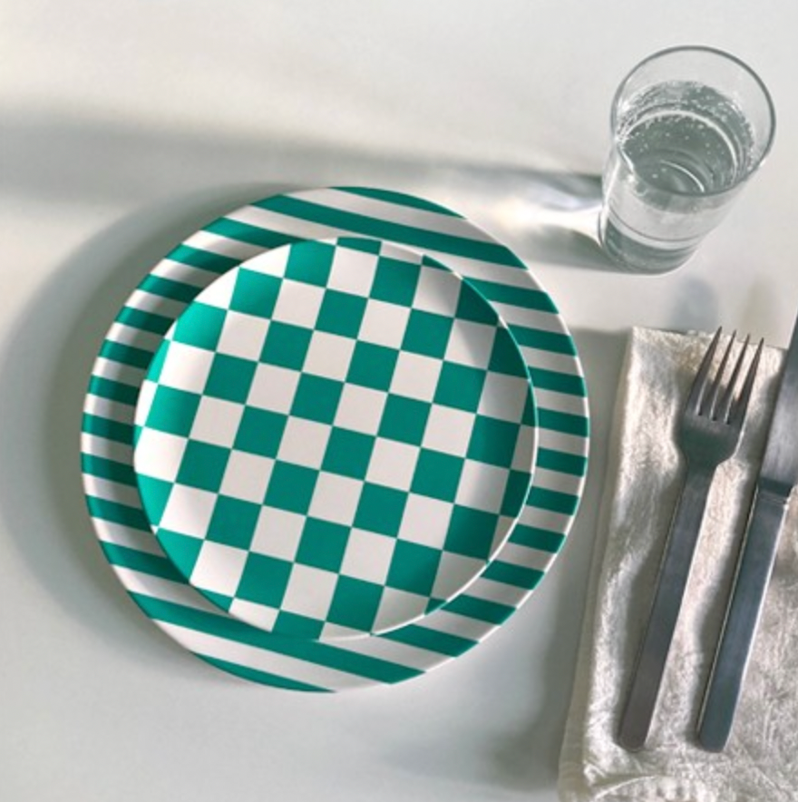 Green Check Side Plate - Set of 4